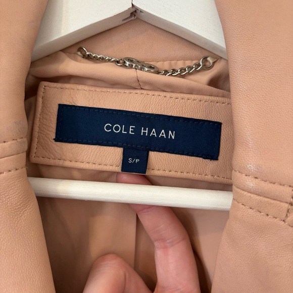 Cole Haan Pastel Pink Leather Moto Jacket - Picture 14 of 16